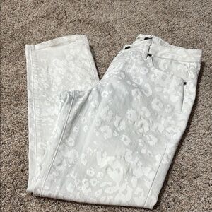 Christopher Blue White Jeans With Leopard Pattern